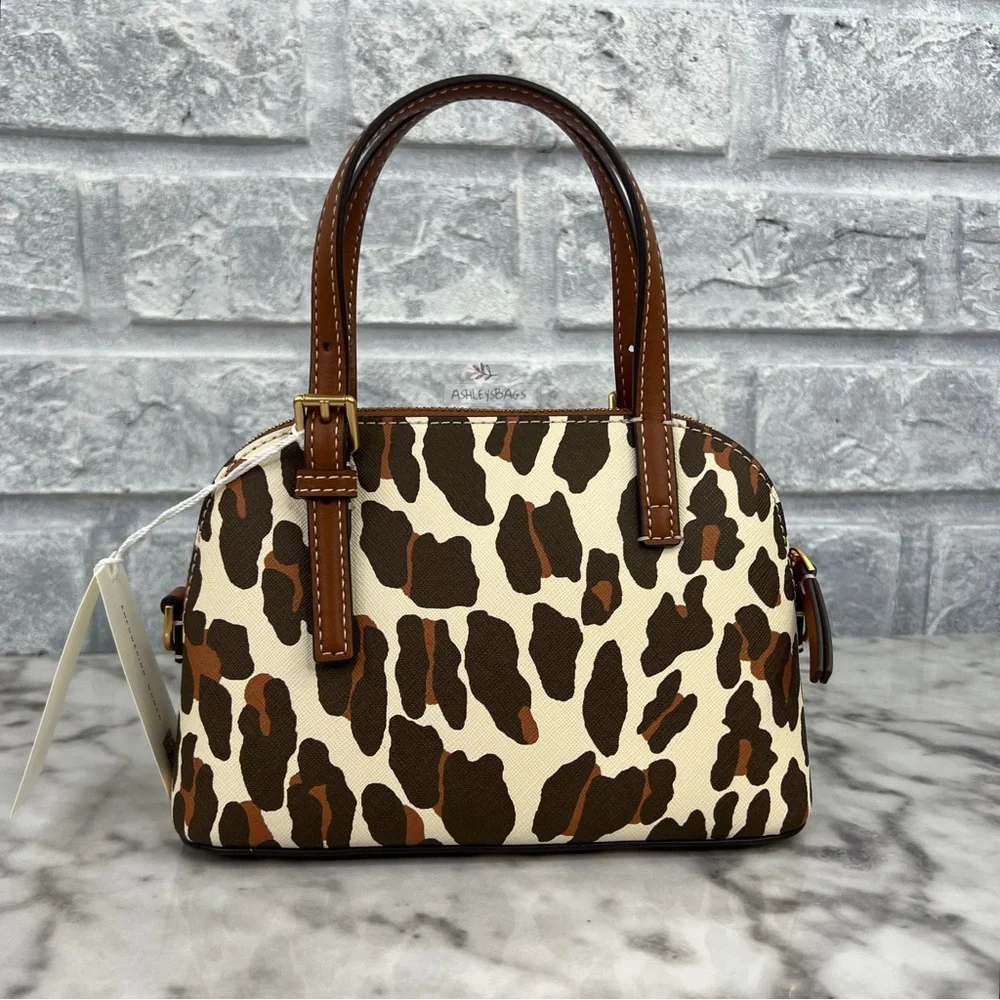 Tory Burch Emerson Printed Dome Satchel Crossbody In Leopard Print